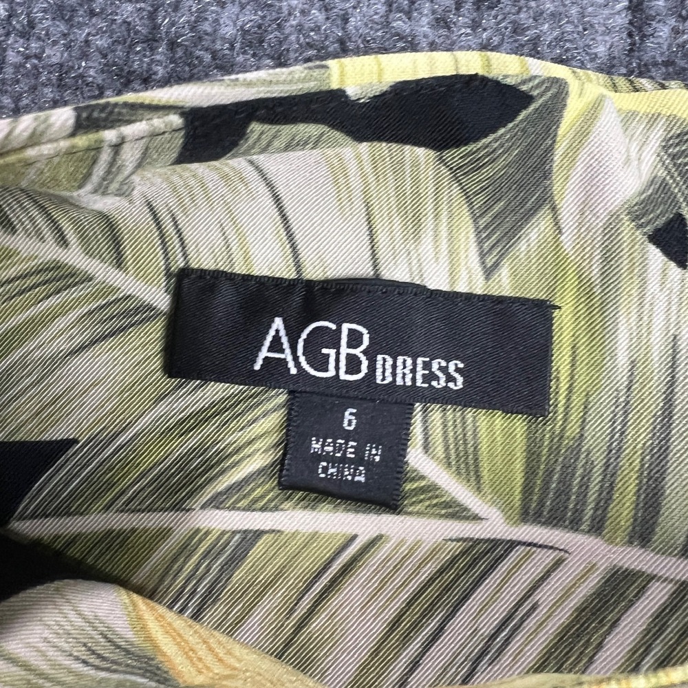 NWT AGB Dress Women's 6 Tropical Palm Floral Sheath Dress Black Green 0363X41 - Picture 6 of 10
